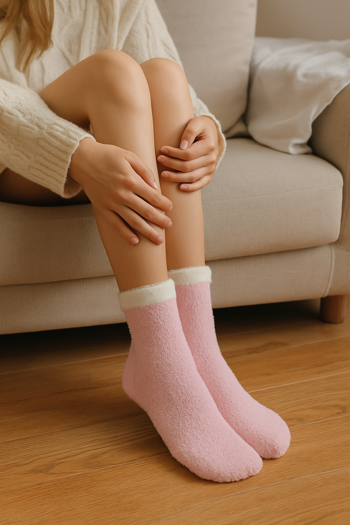 breevar Warm & Cozy Gifts for Women, Stocking Stuffers, Fluffy Fuzzy Plush Sleeping Slipper Socks - Soft Warm Fabric, pink color