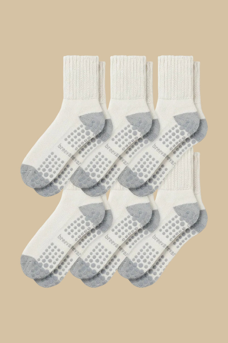 6-pack of men's crew socks with relaxed cuff and non-slip grip