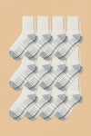 12-pack of men's crew socks with relaxed cuff and non-slip grip
