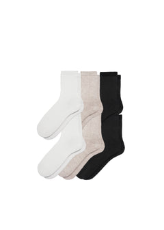 6-pack of men's hemp crew socks in white, natural, and black colors