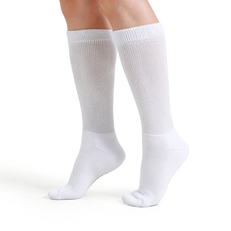diabetic white crew socks on a white background